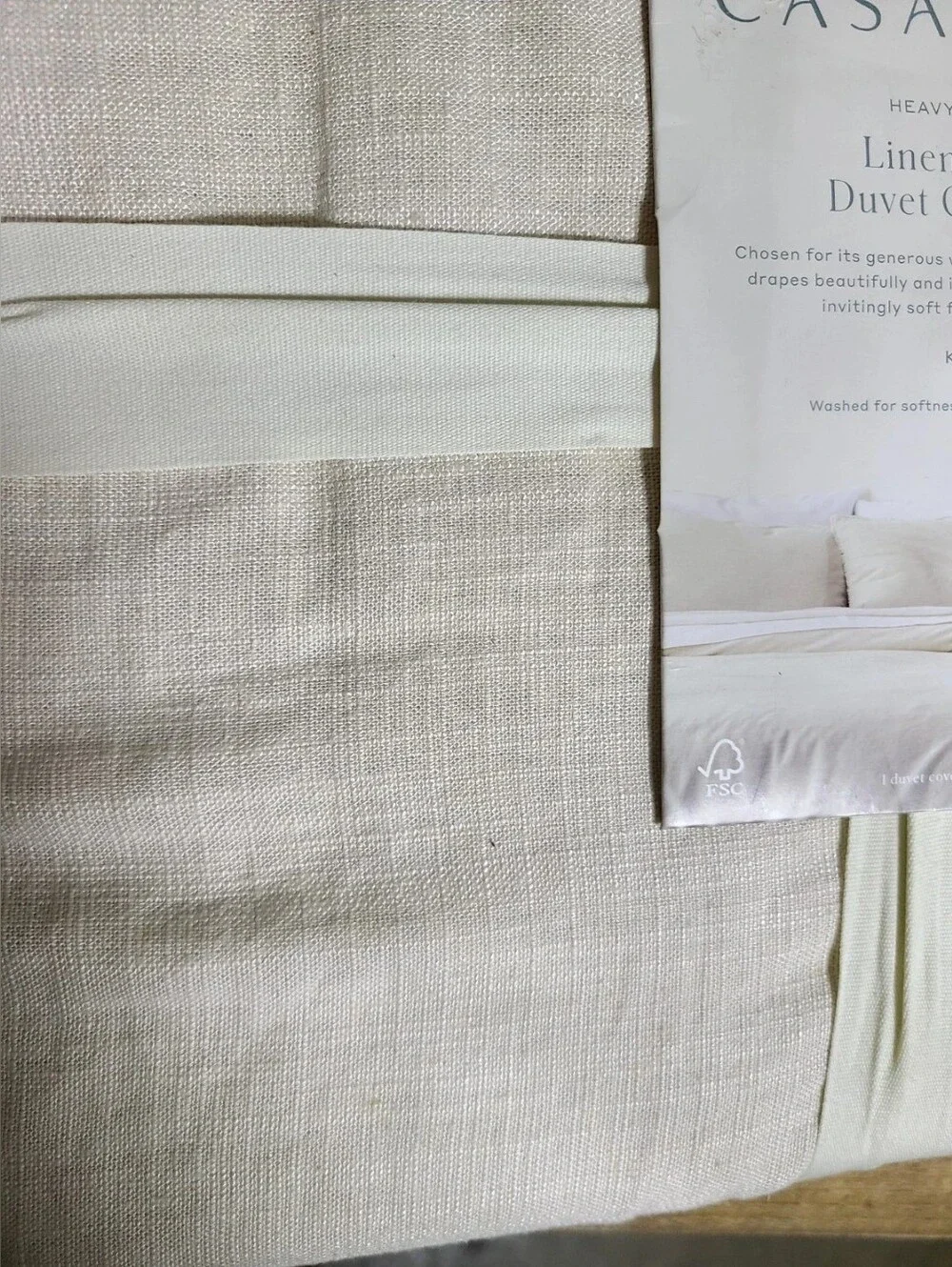 Casaluna - King Heavyweight Linen Blend Duvet Cover & Sham Set Natural